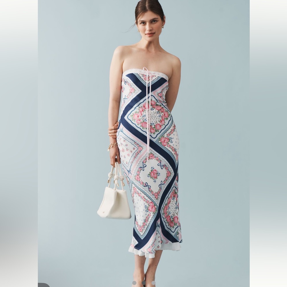 NWT FOR LOVE & LEMONS DAISY MAE STRAPLESS MIDI SLIP DRESS